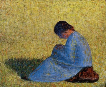 seated man holding a branch Painting - peasant woman seated in the grass 1883